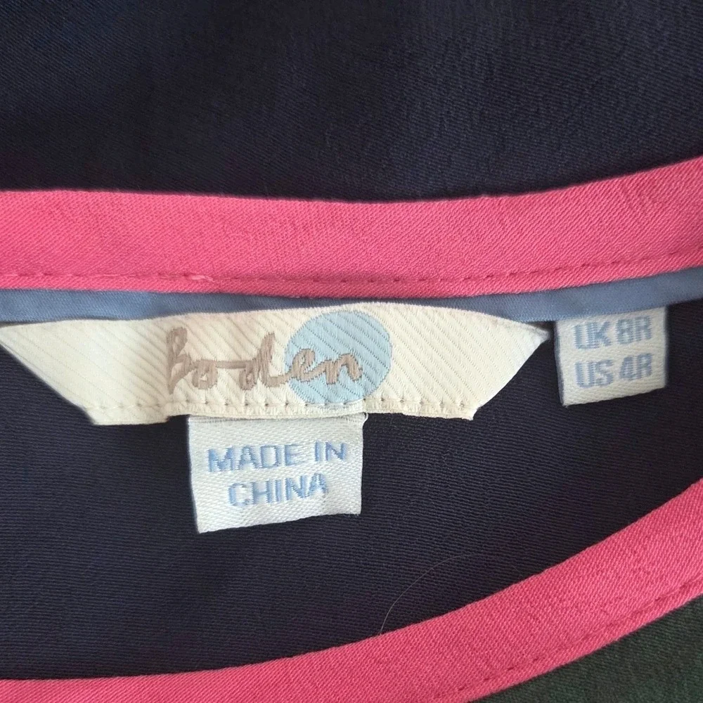 Boden Daisy Colorblock Tunic Dress Green Navy Pink Floral WH991 Womens 4R